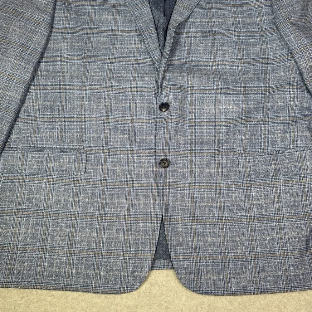 New Crown & Ivy Men's 54R Blue Plaid Sport Coat Blazer Double Vented Stretch